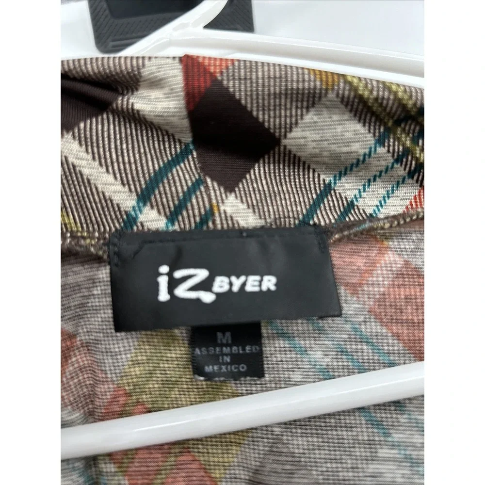 Iz Byer Womens Y2K Cap Sleeve Plaid Top Size‎ Medium Brown Academia Grunge Bratz